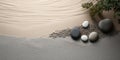 Zen garden with sand and stones, Concept for feng shui or yin and yang, AI generated