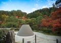 The Zen garden sand tower Kogetsudai representing Fuji montain in Ginkakuji Temple