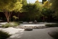 Zen garden sand trees. Generate Ai Royalty Free Stock Photo