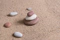 Zen garden sand waves and rock sculptures Royalty Free Stock Photo