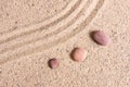 Zen garden sand waves and rock sculptures Royalty Free Stock Photo