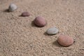 Zen garden sand waves and rock sculptures Royalty Free Stock Photo