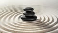 Zen Garden with Balanced Stones and Concentric Circles of Sand - Generative Ai