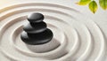 Zen Garden with Balanced Stones and Concentric Circles of Sand - Generative Ai