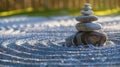 Zen garden visuals for desktop backgrounds, promoting focus, calm, and mindfulness during work, digital photography , high