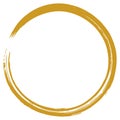 Zen Gold Enso Brush Circle  Stroke Vector Art Painting Royalty Free Stock Photo