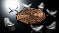 Zen Harmony: Cinnamon Sticks Mandala with Feathers on Reflective Black Surface Royalty Free Stock Photo