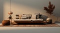 Zen-inspired 3d Illustration Of A Subtle Earthy Toned Couch In A Warm Room