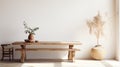 Zen-inspired Dining Table In A White Room With Earthy Tones