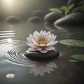 Zen inspired illustration of water lilies with large space for text, Concept of mindfulness - generated by ai