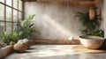 Zen-Inspired Natural Bathroom, Spa background Royalty Free Stock Photo