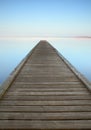 Zen jetty on misty lake