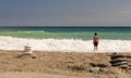 Zen like high balanced stones pile on the sea beach Royalty Free Stock Photo