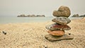 Zen like stone heap on the beach