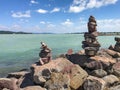 Zen-like stones on a summer beach coast Royalty Free Stock Photo