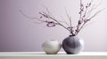 Zen-like Tranquility: Two Colored Vases On Purple Walls