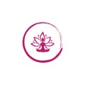 Zen Lotus Flower, Woman Silhouette Yoga Logo Vector Royalty Free Stock Photo