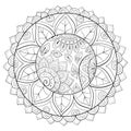 Adult coloring book,page a zen mandala for relaxing activity.Zen art style illustration.