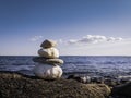 Zen rocks on a rocky beach on Cape Cod Royalty Free Stock Photo