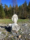 Zen marble stones in canyon park Ruskeala, Karelia Royalty Free Stock Photo