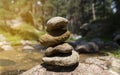 Zen meditation background, balanced piles stacked in river water Royalty Free Stock Photo