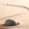 Zen meditation Japanese stone and sand garden with raked line Royalty Free Stock Photo