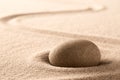 Zen meditation Japanese stone and sand garden with raked line Royalty Free Stock Photo