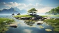 Zen meditation landscape Calm and spiritual nature