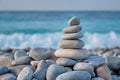 Zen balanced stones stack on beach Royalty Free Stock Photo