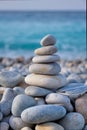 Zen balanced stones stack on beach Royalty Free Stock Photo