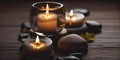 Zen meditation stones and candles Royalty Free Stock Photo