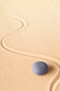 Zen meditation or yoga background with blue round stone for focus and concentration