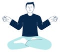 Zen mind icon. Calm man in lotus pose