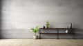 Zen Minimalism: Accessorizing An Empty Room With Concrete Wall And Gray Background Royalty Free Stock Photo
