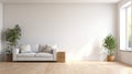 Zen Minimalism: High-quality Realistic Photography Of An Empty Living Room Royalty Free Stock Photo