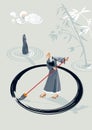 Zen Monk Painting A Circle