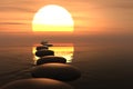 Zen path of stones in sunset Royalty Free Stock Photo