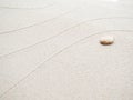 Zen Pebble on White Sand Garden Japanese Texture Pattern Line Abstract Japan on Beach Spa Nature,Rock Circle Symbols Harmony Calm Royalty Free Stock Photo