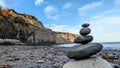 Zen pebbles on the beach dusk light Royalty Free Stock Photo