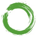 Zen Green Enso Brush Circle Stroke Vector Art Painting