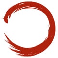 Zen Red Enso Japanese Circle Brush Stroke Sumi-e Vector Illustration Ink Logo Design