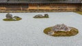 Zen Rock Garden in Ryoanji Temple in Kyoto Royalty Free Stock Photo