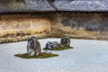 A Zen Rock Garden in Ryoanji Temple in Kyoto Royalty Free Stock Photo