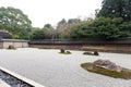 Zen Rock Garden in Ryoanji Temple. Royalty Free Stock Photo