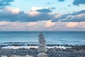 Zen Rocks on a Beach at Sunset Royalty Free Stock Photo