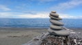 Zen Rocks on the beach in Washington State at the Dungeness Spit Royalty Free Stock Photo