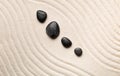 Zen sand and stone garden with raked curved lines. Simplicity, c Royalty Free Stock Photo