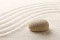 Zen sand and stone garden with raked curved lines. Simplicity, c Royalty Free Stock Photo