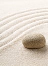 Zen sand and stone garden with raked curved lines. Simplicity, c Royalty Free Stock Photo