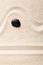 Zen sand and stone garden with raked lines and curves. Simplicity, concentration or calmness abstract concept